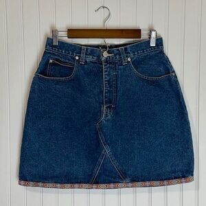 No Boundaries Denim Mini Skirt with Colorful Trim